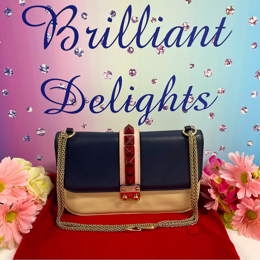Valentino Garavani Navy and Cream Crossbody Bag